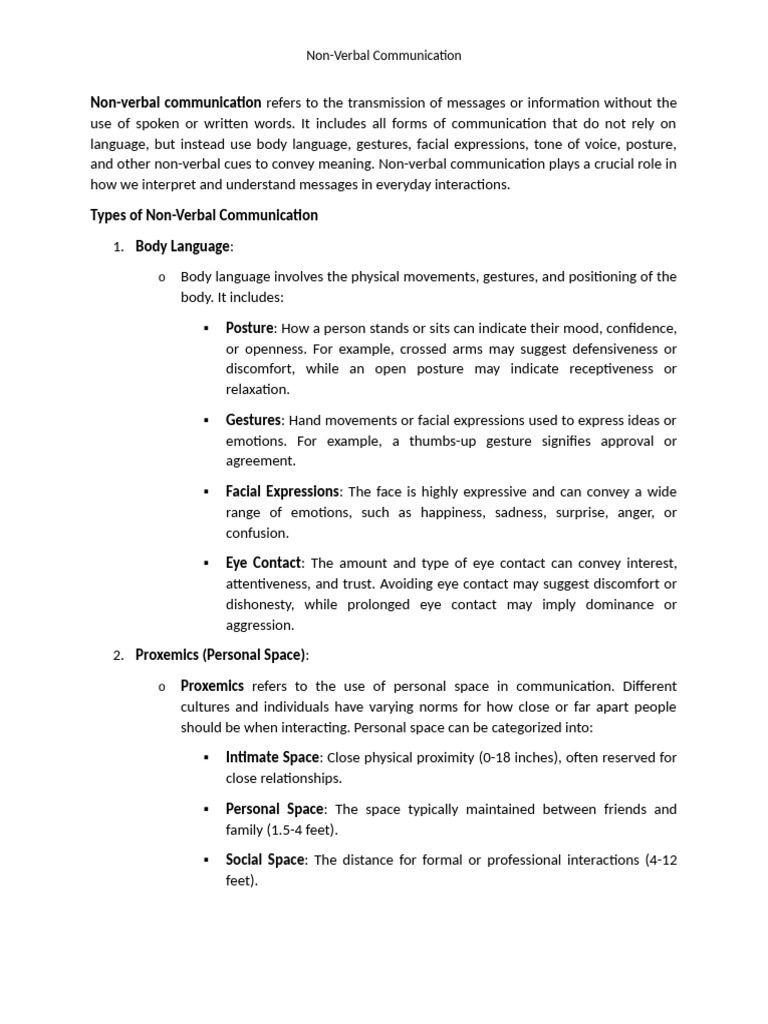 Understanding Non-Verbal Communication | PDF | Nonverbal Communication ...
