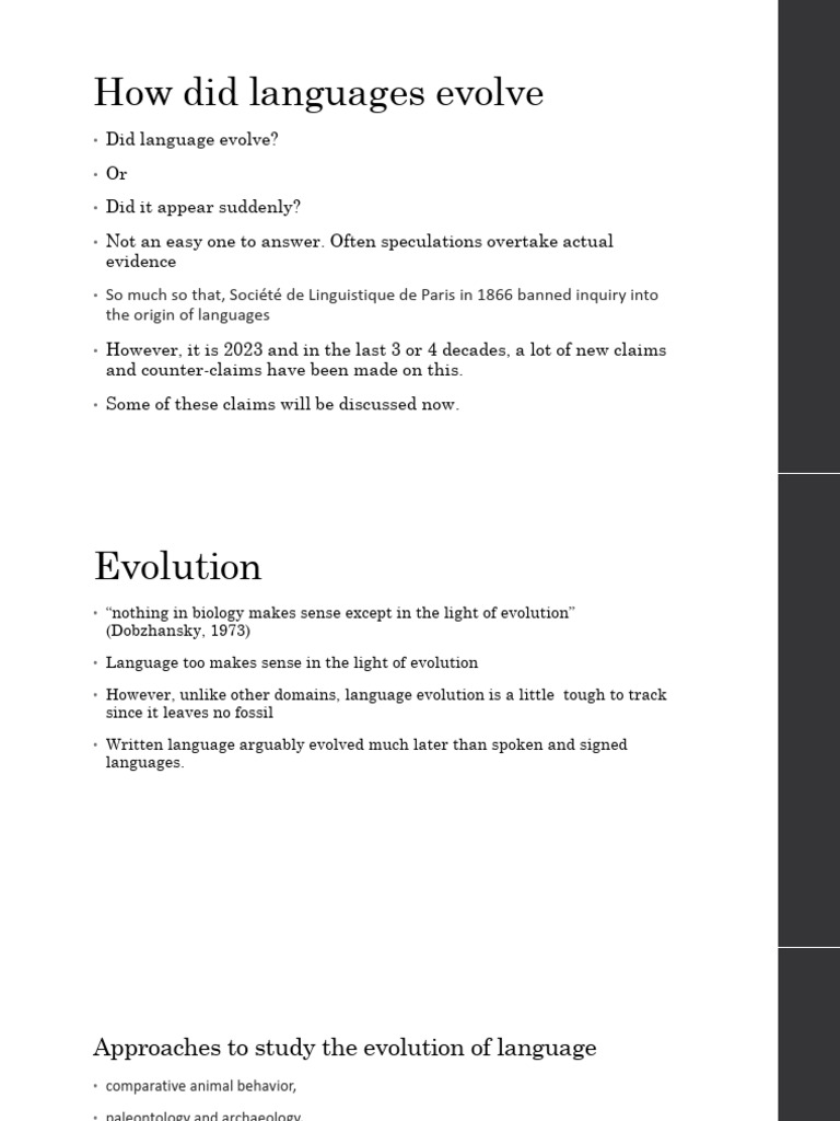 Evolution Of Language Final Pdf Origin Of Language Gesture