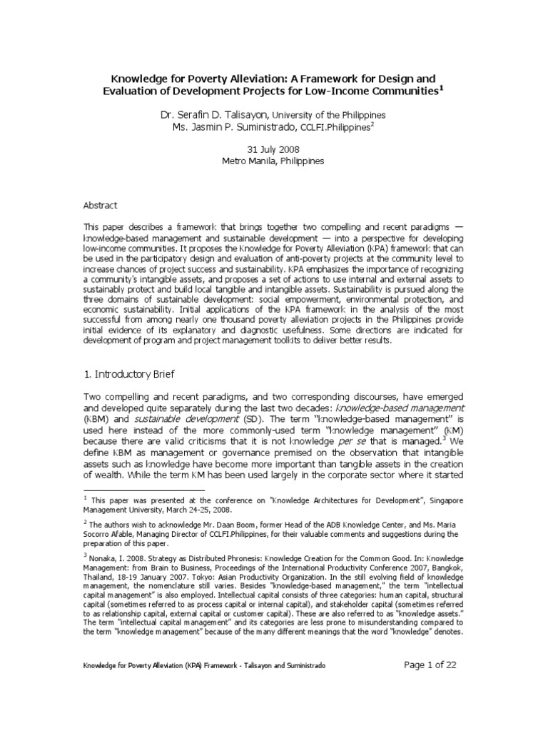 Knowledge For Poverty Alleviation A Framework For Design | PDF