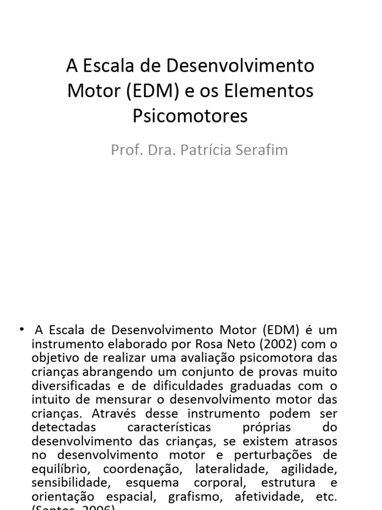 Avaliação da Escala de Desenvolvimento Motor | PDF | Corpo humano | Tempo