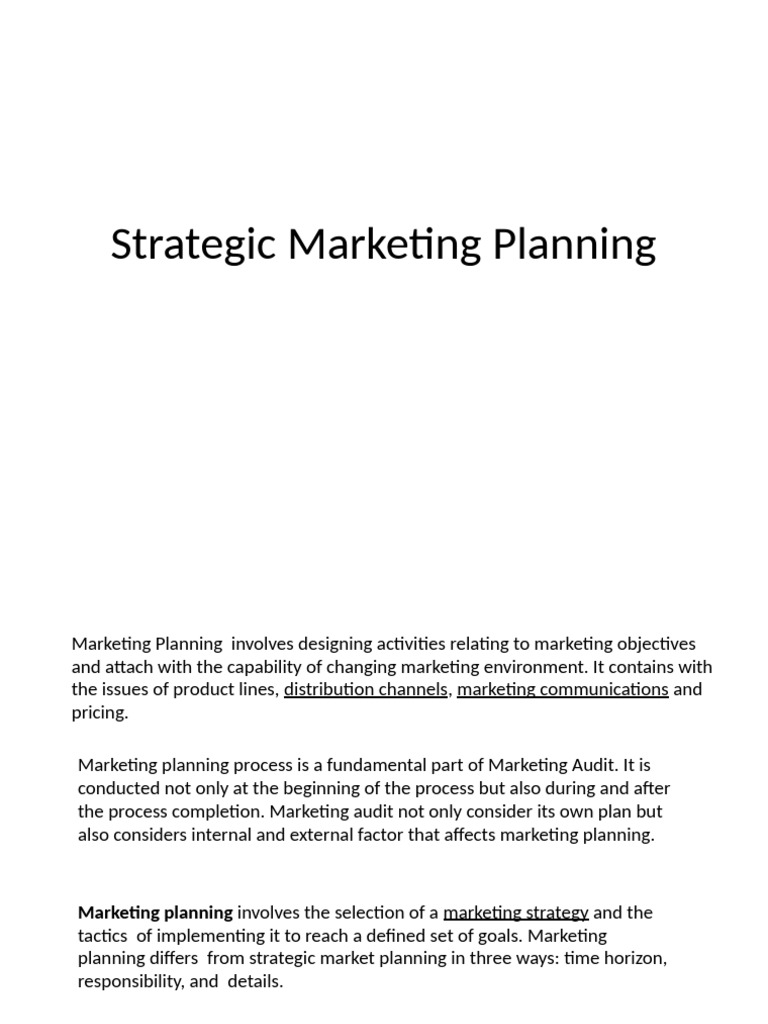 Strategic Marketing Planning Overview | PDF | Marketing | Marketing ...