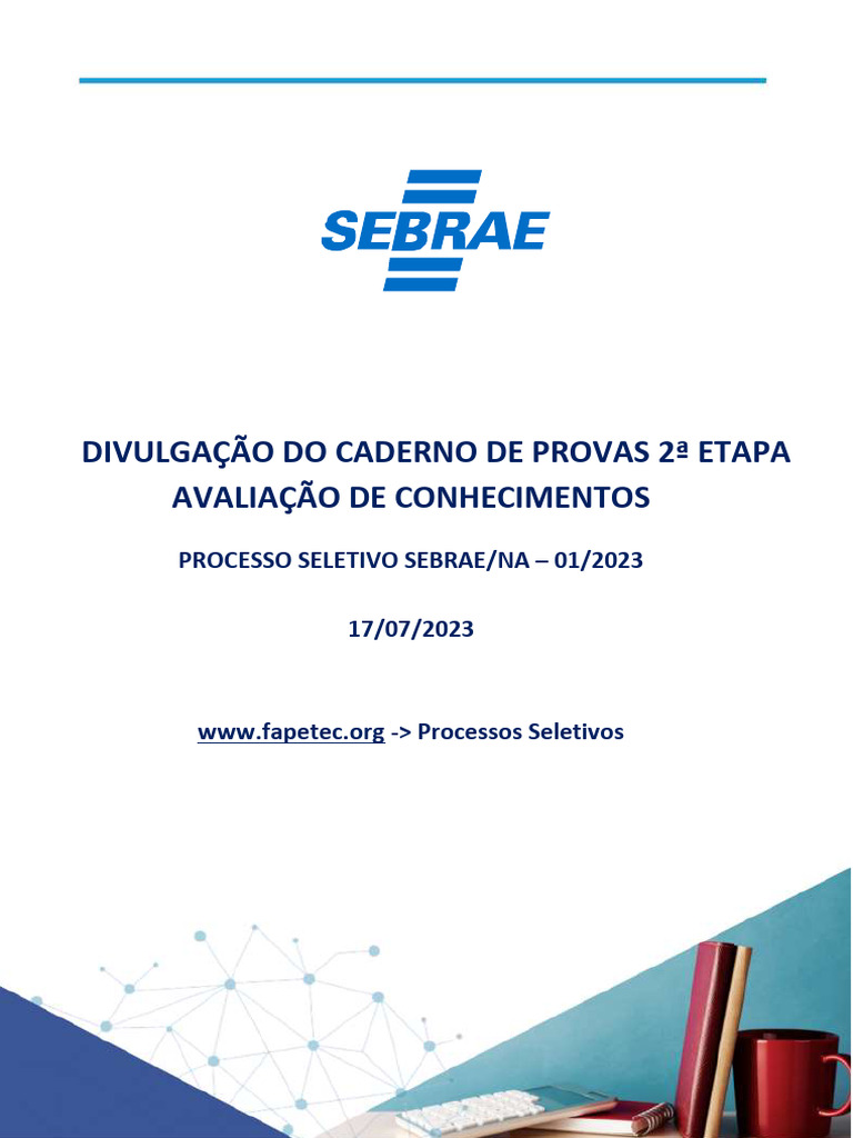 Caderno de Provas SEBRAE 01/2023 | PDF