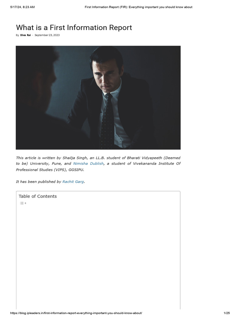 Understanding First Information Reports (FIR) | PDF | Crime & Violence ...