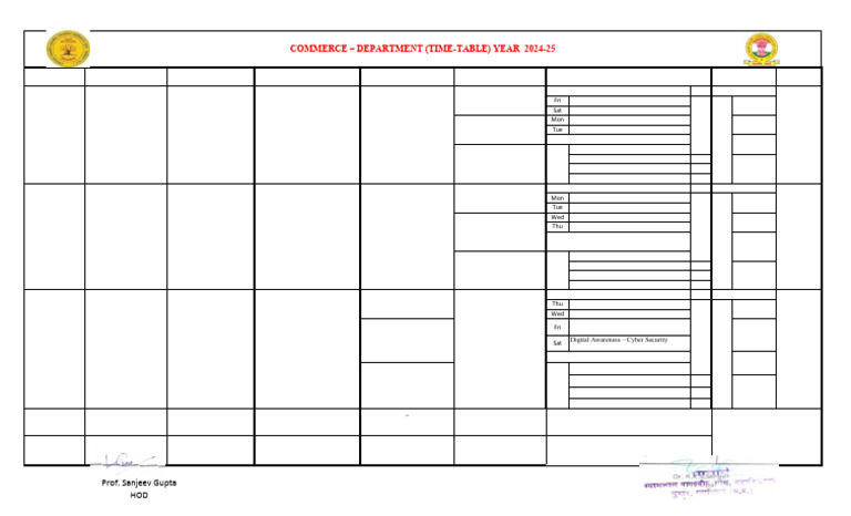 TIME TABLE Sign 24-25 | PDF | Business | Economies