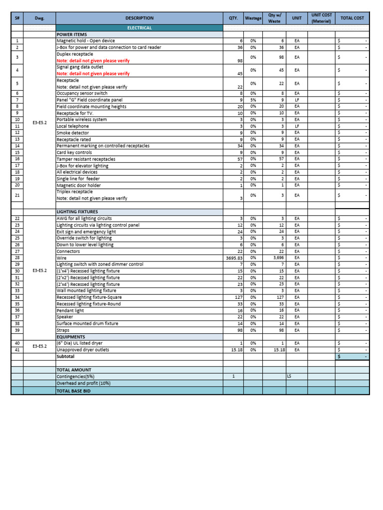 Electrical Sample | PDF | Equipment | Electrical Engineering