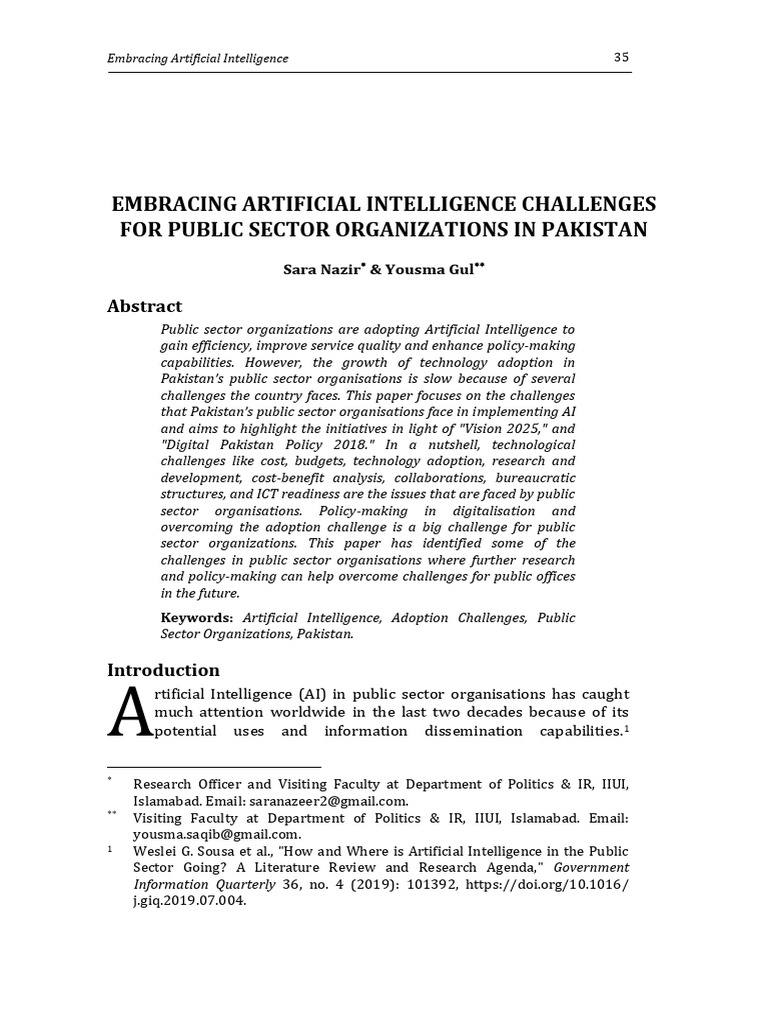 AI Adoption Challenges in Pakistan's Public Sector | PDF | Artificial ...