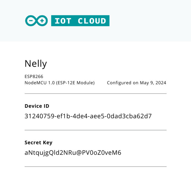 Arduino Device Secret Key | PDF