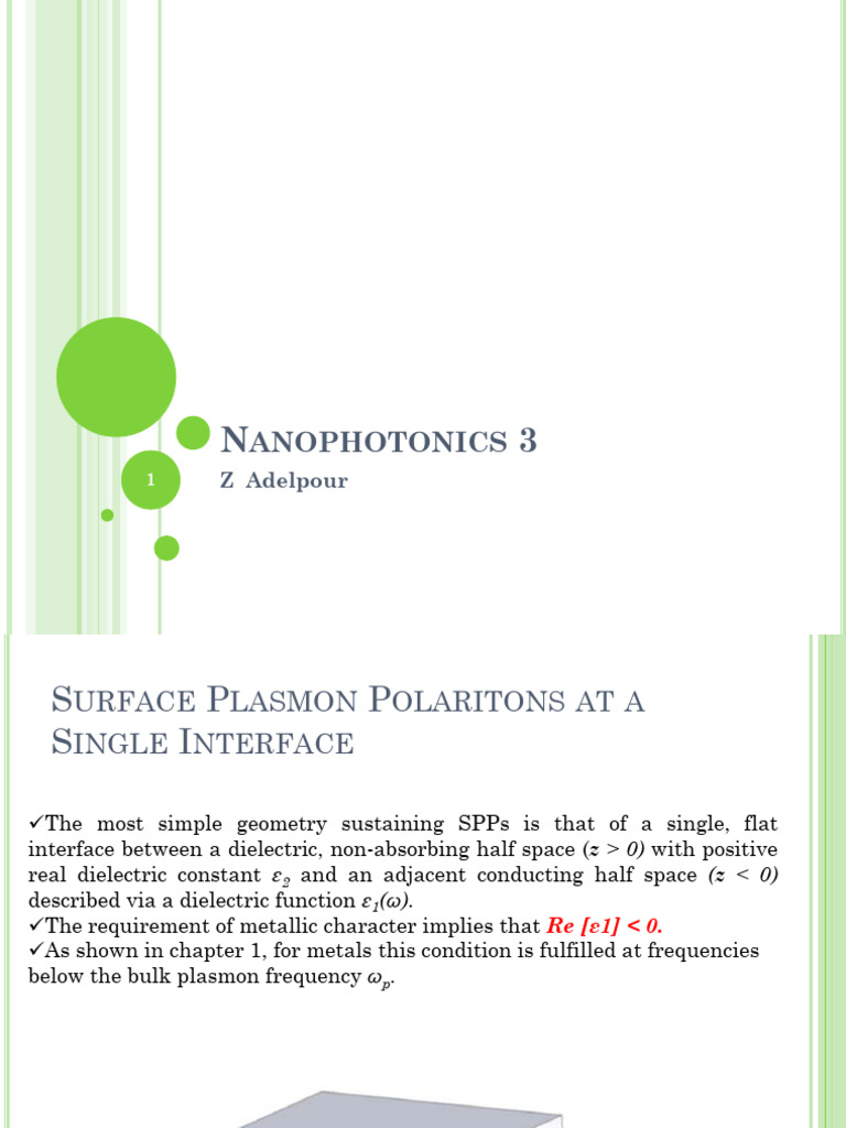 Surface Plasmon Polaritons Overview | PDF | Photonics | Surface Science