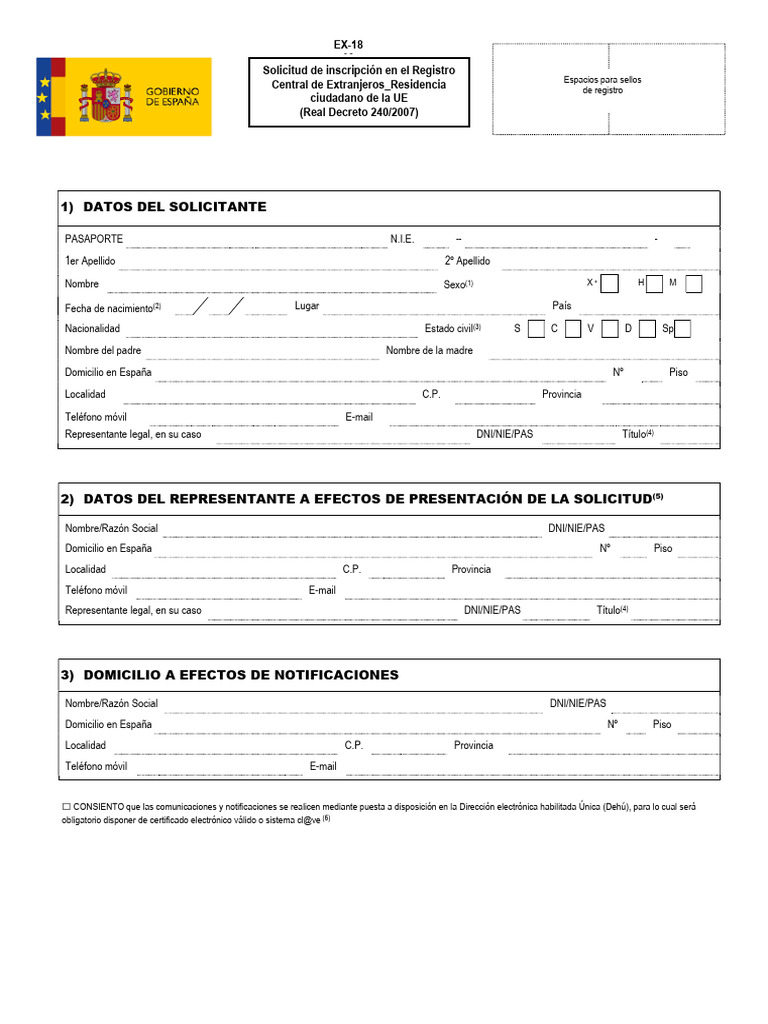 Solicitud de Residencia para Ciudadanos UE | PDF | Documento de ...