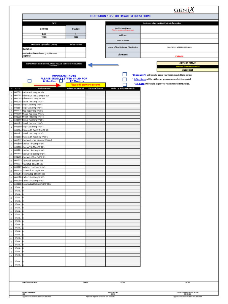 Quotation Offer Rate Request Form | PDF