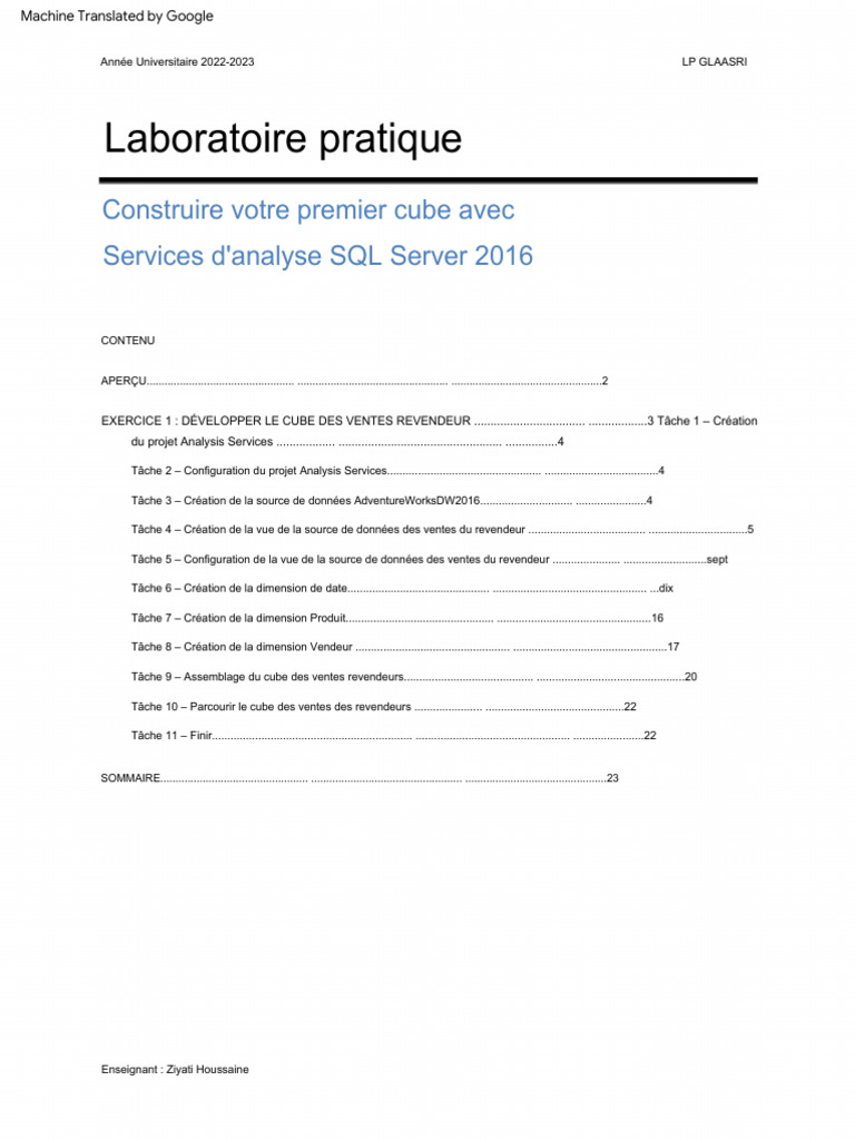 Développer un cube de ventes SQL Server | PDF | Microsoft SQL Server ...
