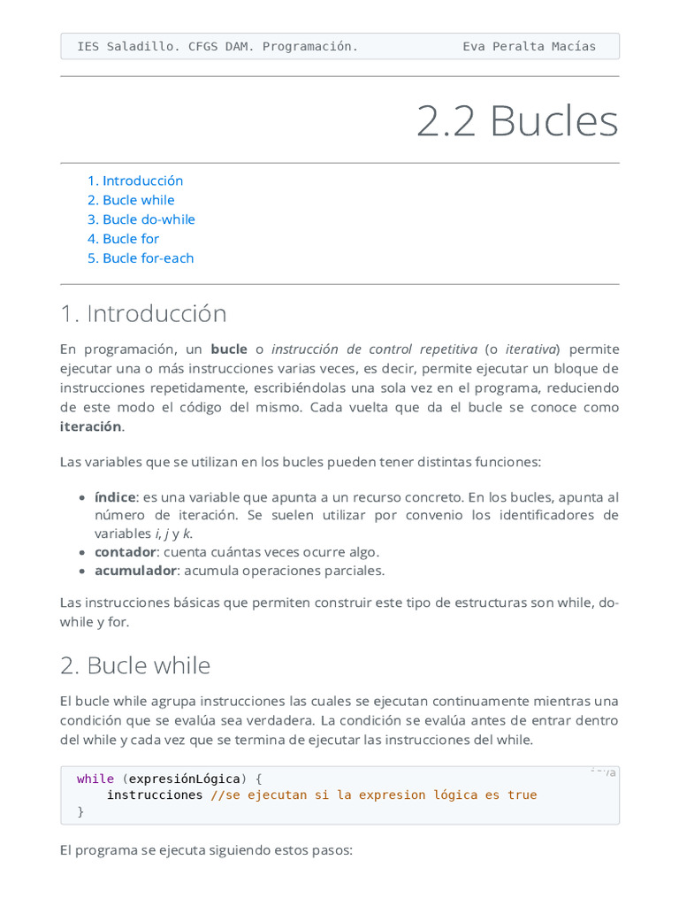 Tipos de Bucles en Programación | PDF | Java (lenguaje de programación ...