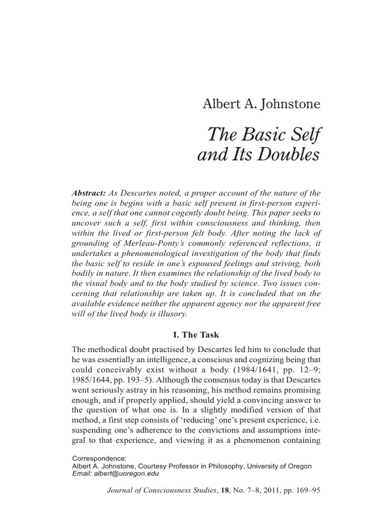 The Basic Self and Its Doubles Journal | PDF | Experience | Consciousness