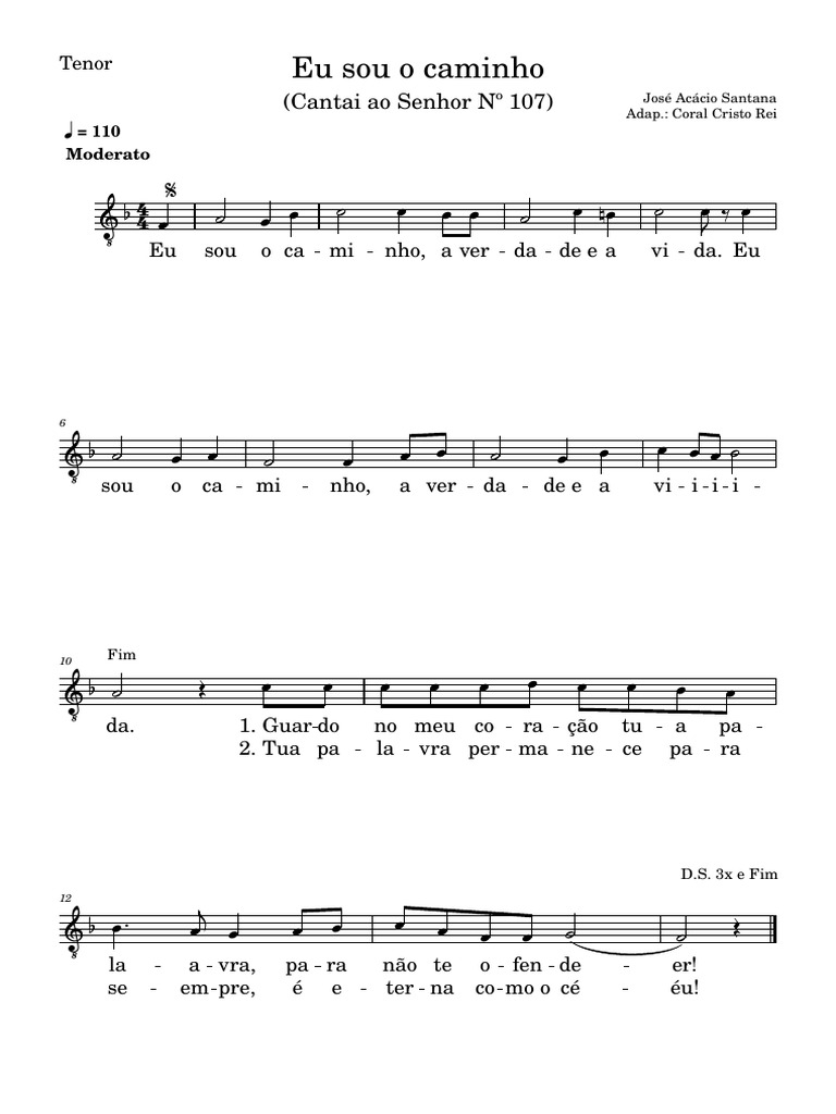 Letra e Partitura: Eu Sou o Caminho | PDF
