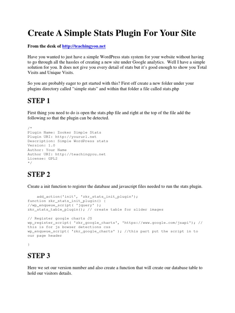 Simple WordPress Stats Plugin Guide | PDF | J Query | Ajax (Programming)