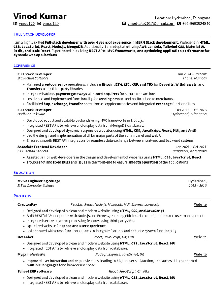 Full Stack Developer in Hyderabad | PDF