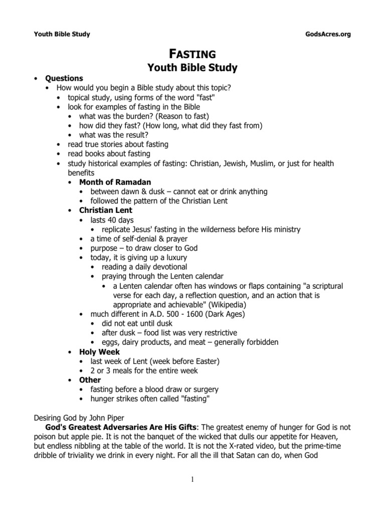 Fasting in the Bible: A Study Guide | PDF