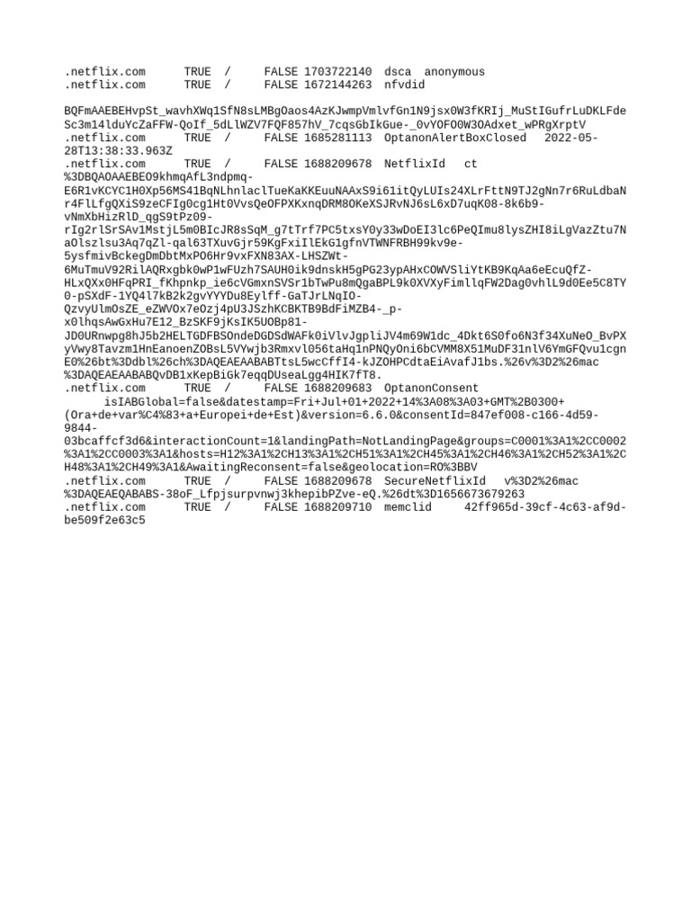 Netflix Cookie Data and Consent Logs | PDF