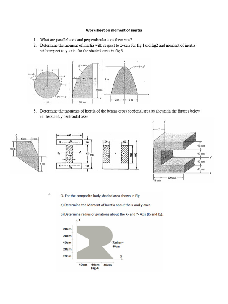 Moment of Inertia Worksheet Guide | PDF