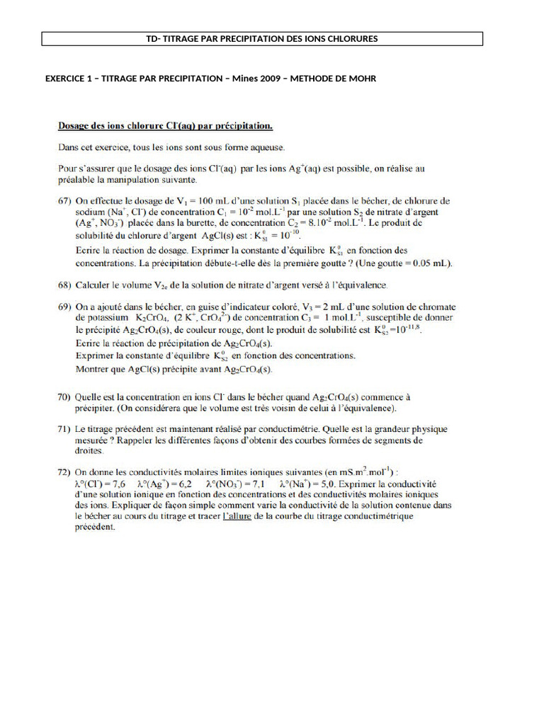 Correction TP Méthode de Mohr | PDF | Précipité | Chimie physique