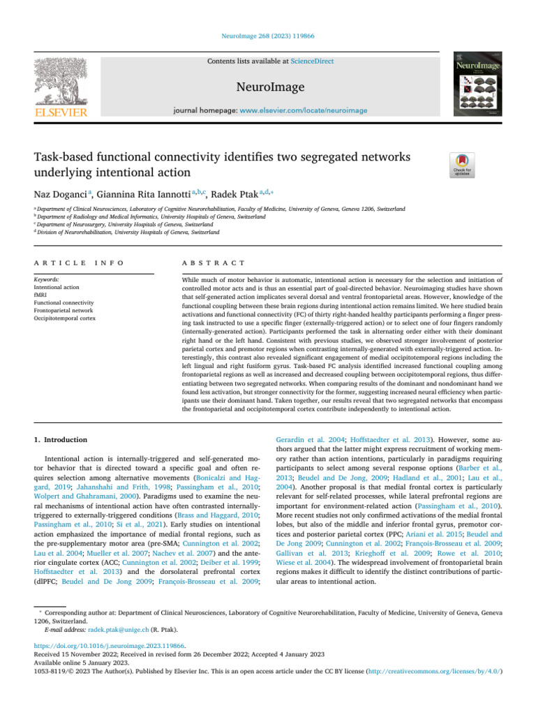 Task Based Functional Connectivity Identifies Two Segregated Net - 2023 ...