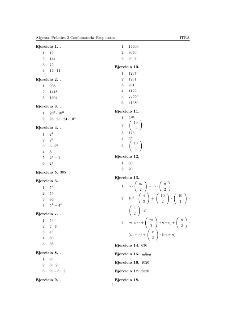 Respuestas de Combinatoria ITBA | PDF | Ajedrez