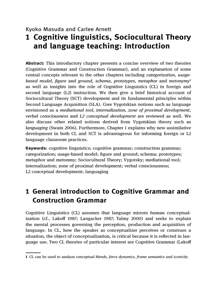 Cognitive Linguistics in Language Teaching | PDF | Second Language ...