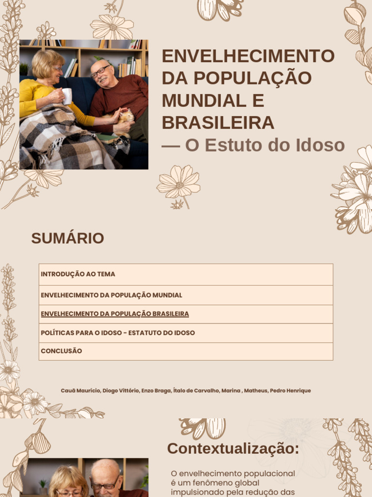 Envelhecimento Populacional e Idosos | PDF | Envelhecimento | Terceira ...