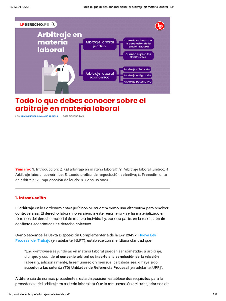 Todo Lo Que Debes Conocer Sobre El Arbitraje En Materia Laboral Lp