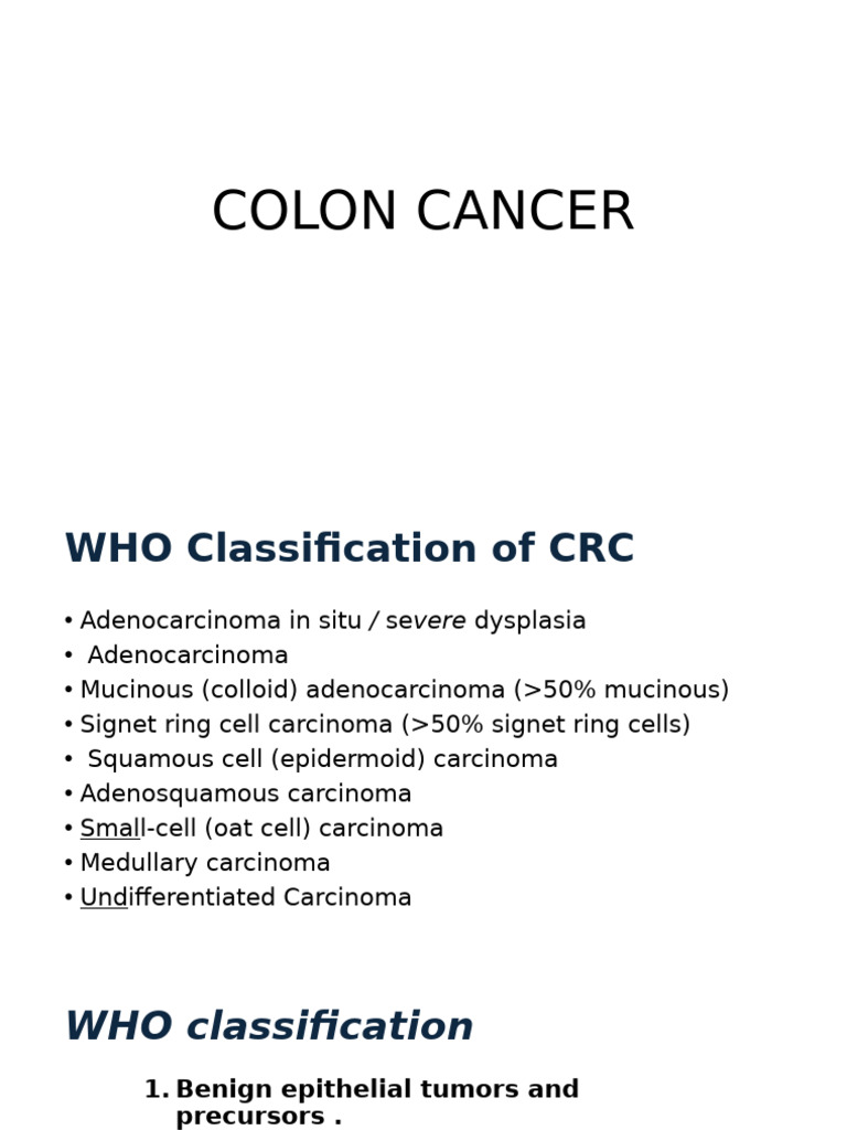 COLON CANCER | PDF | Adenocarcinoma | Adenoma