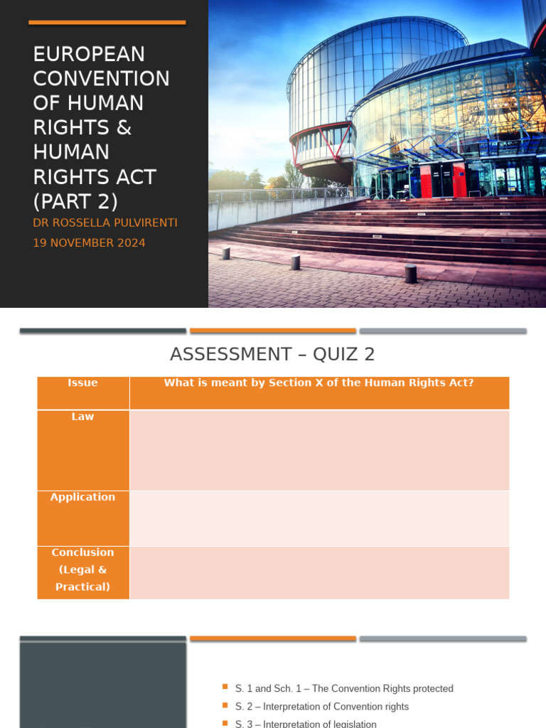 European Convention of Human Rights Human Rights Act (Part 2) 2 | PDF ...