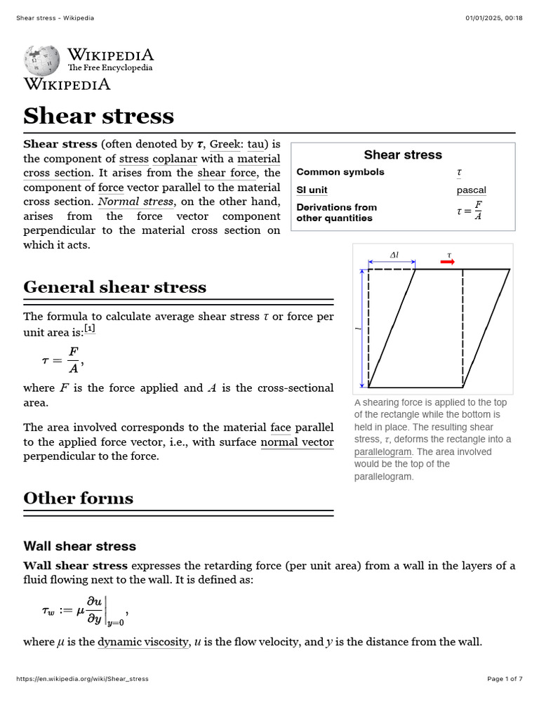 Shear stress | PDF | Shear Stress | Fluid Mechanics