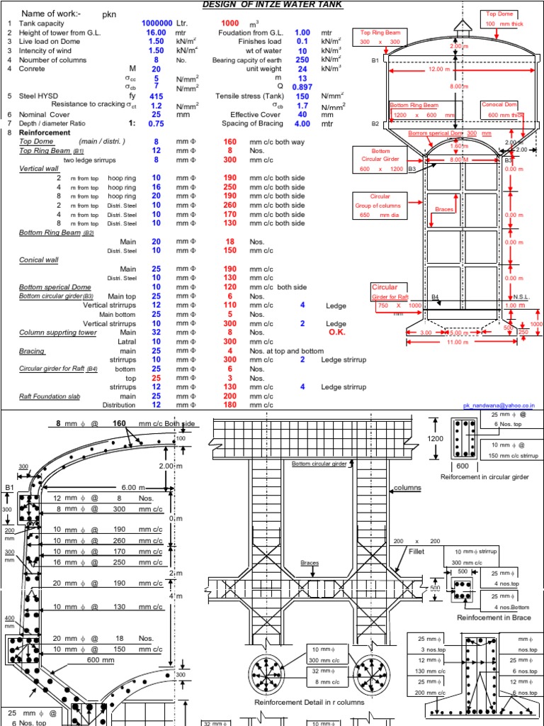 Intze++Water+Tank++Based+on+K +raju | PDF