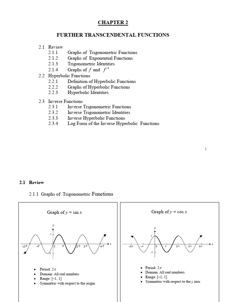 Transcendental Functions Overview | PDF | Trigonometric Functions ...