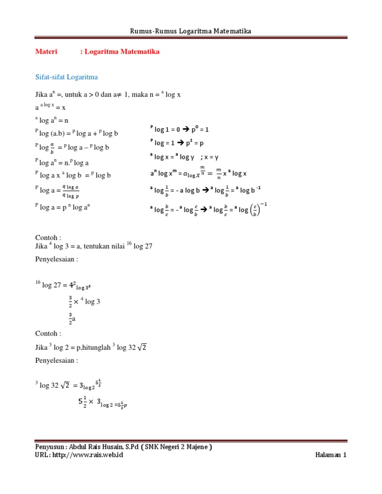 Rumus Logaritma Matematika | PDF