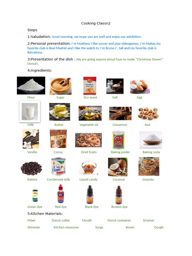 Christmas Donuts Cooking Class Guide | PDF | Doughnut | Dough