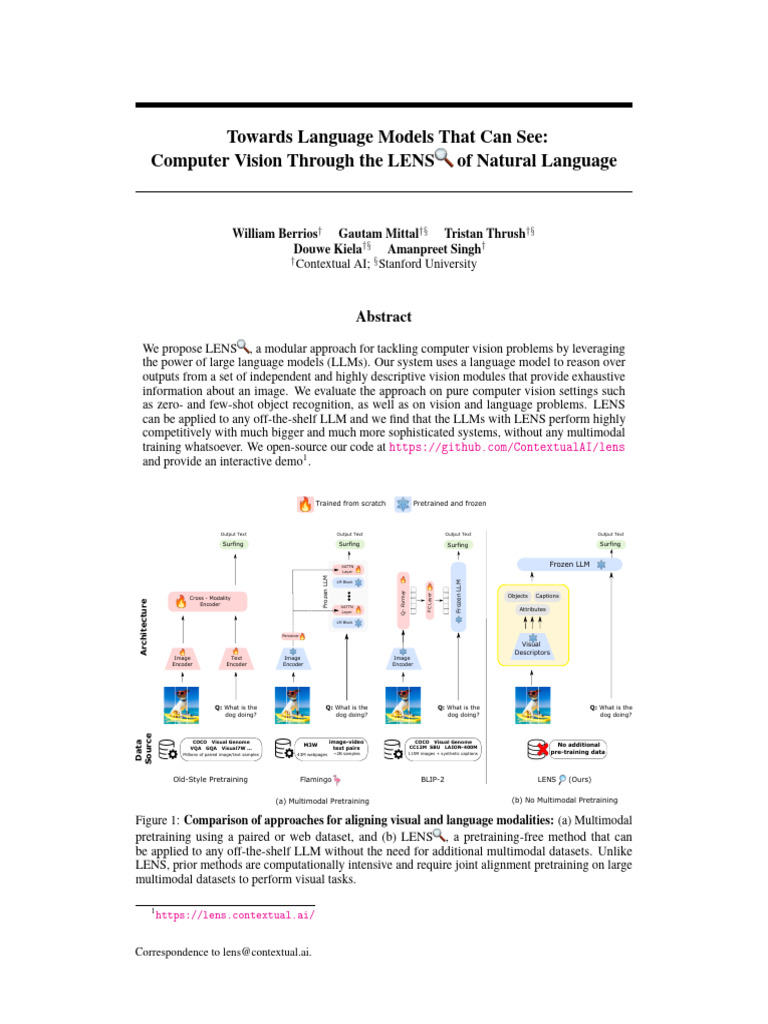 LENS: Vision-Enhanced Language Models | PDF | Computational ...