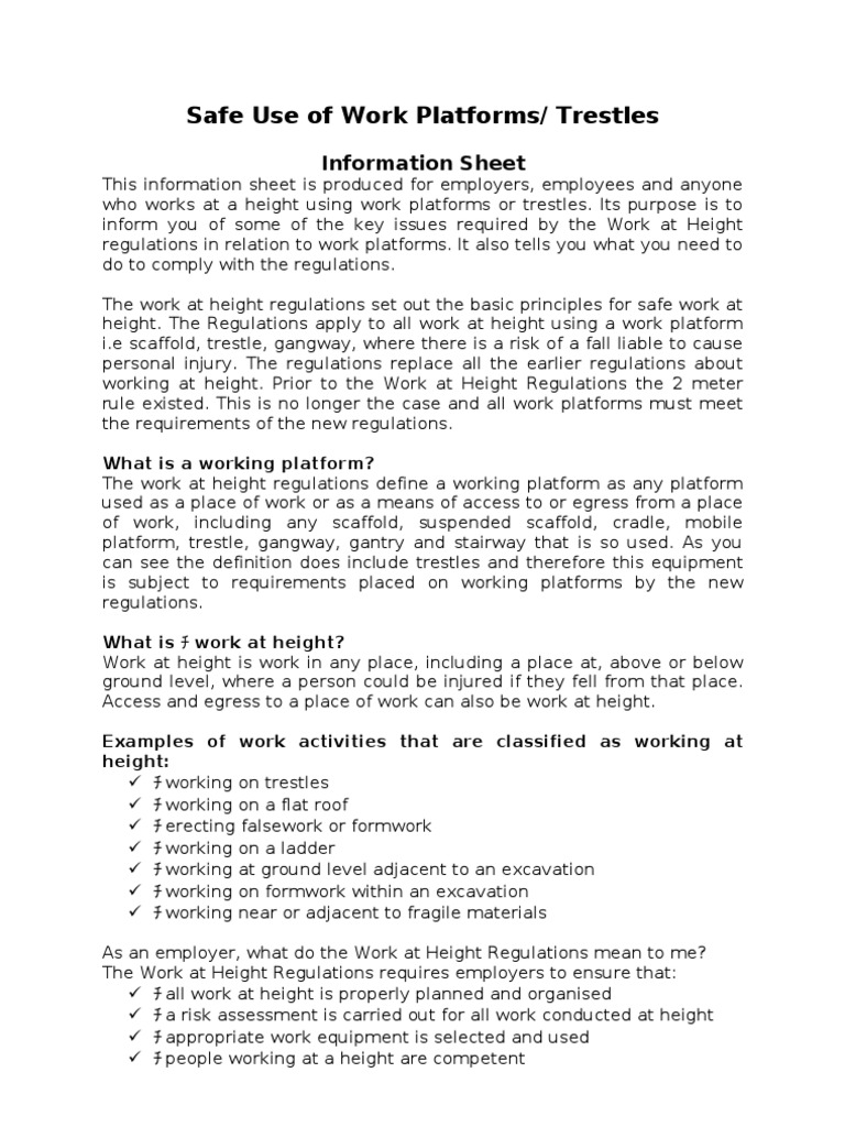 Work Platform Safety Regulations Guide | PDF | Risk | Risk Assessment