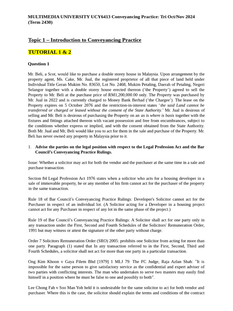 Conveyancing Practice in Malaysia | PDF | Bankruptcy | Negligence