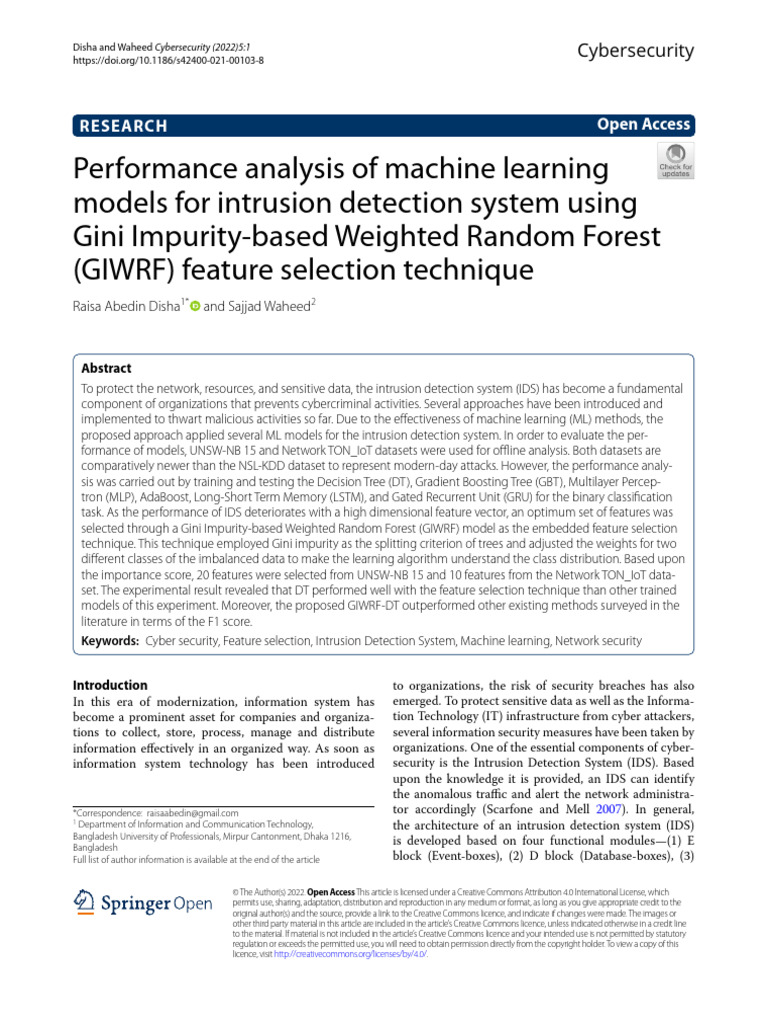 Machine Learning for Intrusion Detection | PDF | Support Vector Machine ...