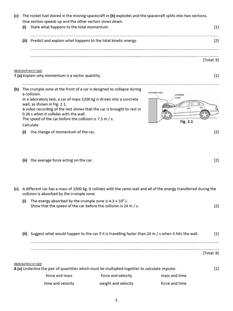momentum impulse and impulsive force Q5 | PDF