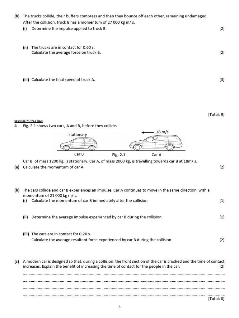 Momentum Impulse and Impulsive Force Q3 | PDF