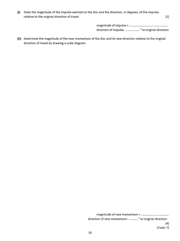 Momentum Impulse and Impulsive Force Q10 | PDF