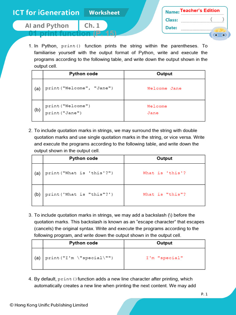 AI&Python Worksheet 1.1 en Ans | PDF | Software Development | Software