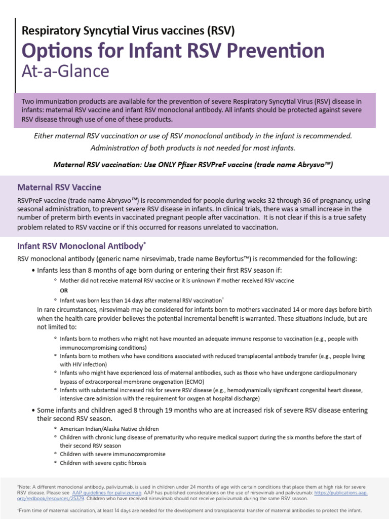 Infant RSV Prevention at A Glance | PDF | Immunology | Health Sciences