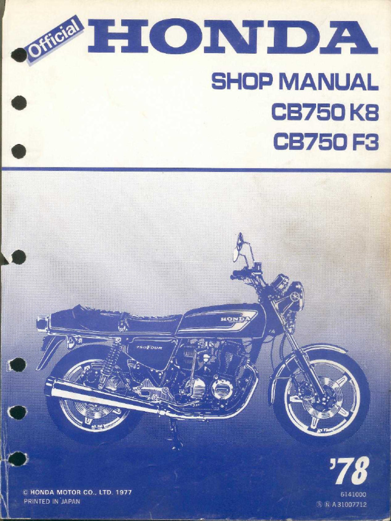 Honda CB 750 K8-F3 '78 - Service Manual | PDF