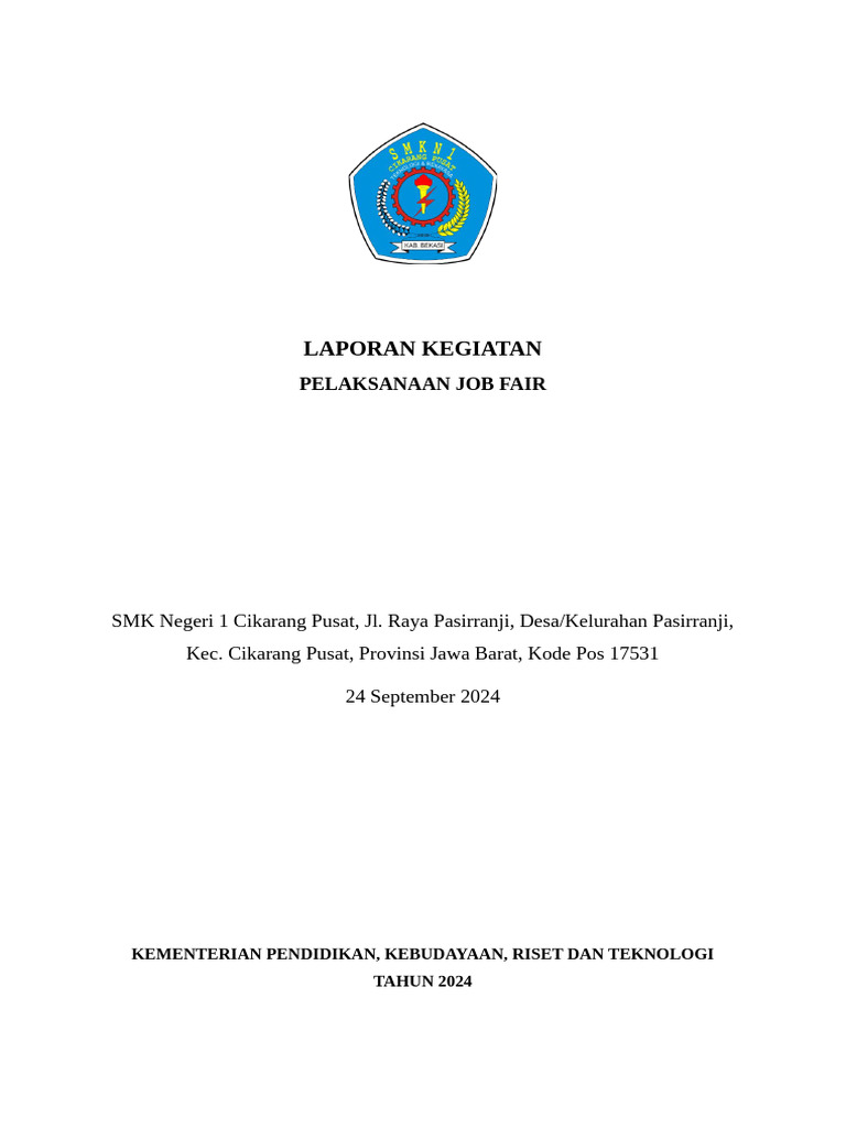 Job Fair SMK Cikarang 2024: Sinergi Pendidikan dan Industri | PDF