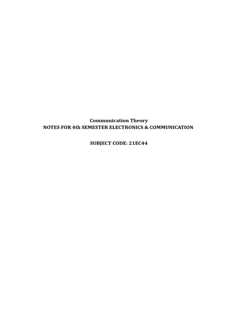 Communication Theory for Electronics Students | PDF | Modulation ...