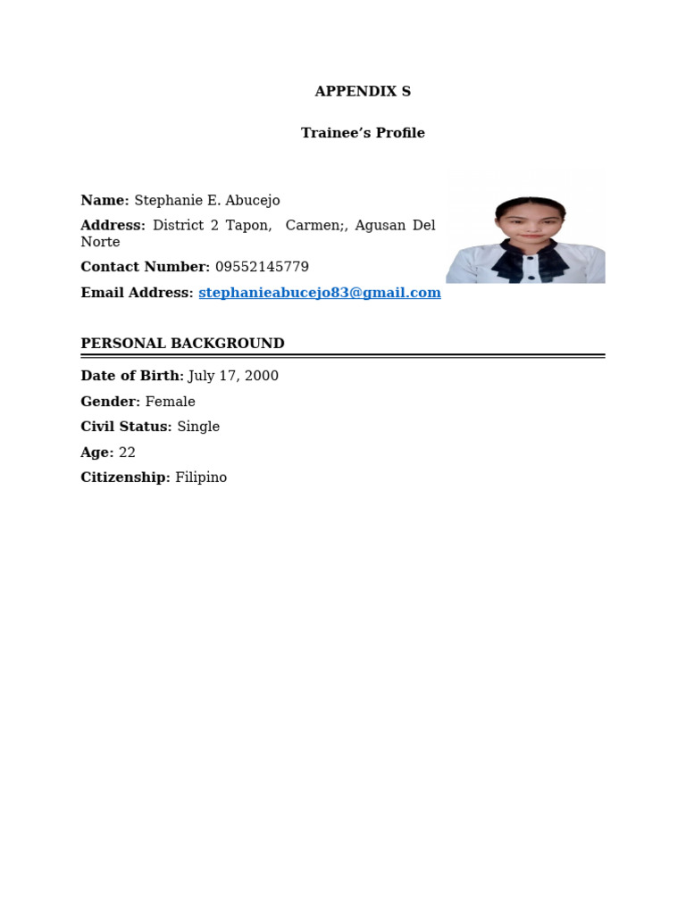Trainee Profile: Stephanie Abucejo | PDF