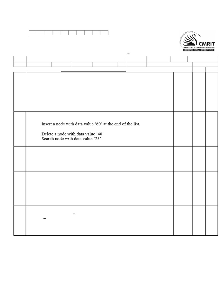 Data Structures Assessment Test 2024 | PDF | Queue (Abstract Data Type ...